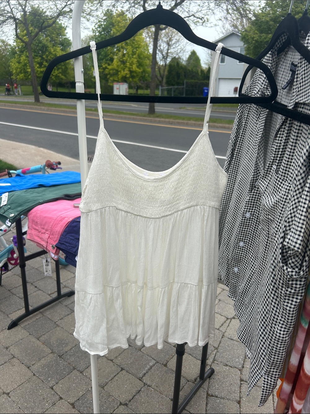 Ardene White Tiered Spaghetti-Strap Tank